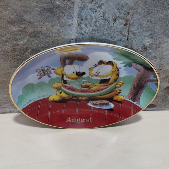 Garfield Calendar August Plate Jim Davis Plate No A 1444 Danbury Mint - Picture 5 of 14
